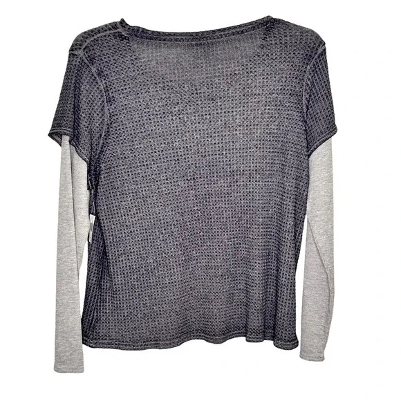 Disneyland Gray Waffle Knit Long Sleeve Silver Bling Sequin Top - Picture 5 of 8